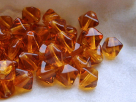 set/20 Kralen: CZECH GLASS - Bicone Spacers - 5,5x5 mm - Amber