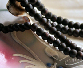 BONE:  set/25 Spacer Beads - approx 4x3 mm - Black-Brown