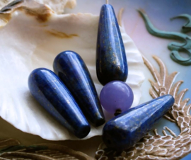 1 Kraal/Hanger: echt Lapis Lazuli - 30x10 mm