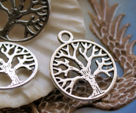 set/3 Bedels: Levensboom - Tree of Life - 24x20 mm - Antiek Zilver Kleur - Wicca Celtic Viking