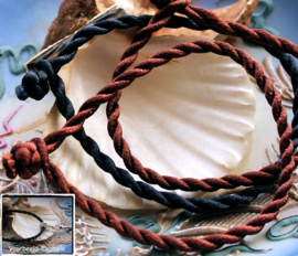 Set/3 Cord Bracelets - approx 19 cm - Mix 1+2 Black/Brown (also great for adding charms)