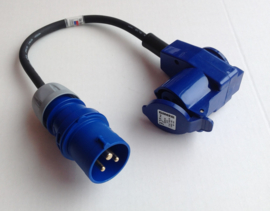 CEE 16A verloop adapter met extra wcd 230V