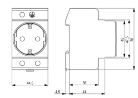 Stekkerdoos voor DIN rail montage 230V