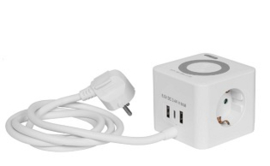 Q-link kubus stekkerblok met USB en inductie lader