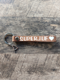 Sleutelhanger Superjuf Leer