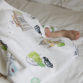 The Little Art Collection - Large Bamboo Swaddle Print: London