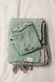 La Petite Alice - Handmade Linen Bedding Set Mint/Grey