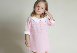 Knitted Romper/Dress With Collar in Pink