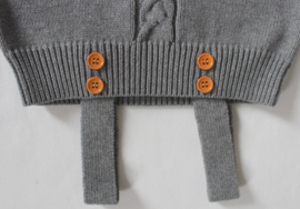 Knitted Romper With Buttons - Grey