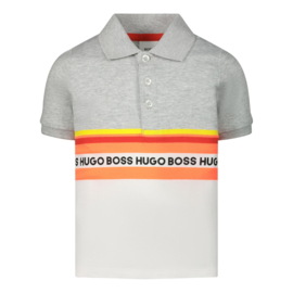 Grijs polo met oranje streep