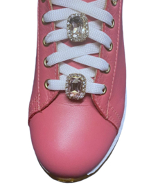 Koraal strass leren sneaker