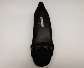 Zwart suede parel pumpje