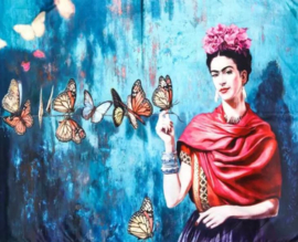 Sjaal "Frida Kahlo with butterflies"