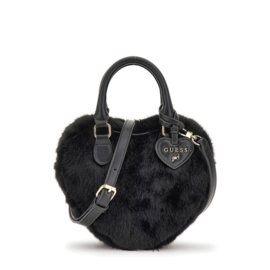 Zwart fur hartjes tas GUESS