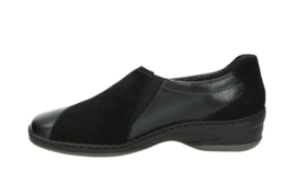 Zwart suede met leer instap