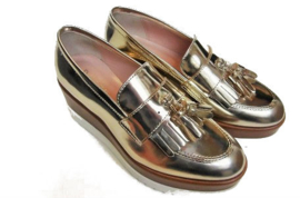 Goud pennyloafer plateau