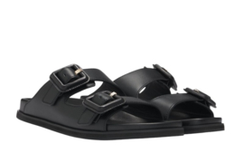 Zwart leren slipper BOSS
