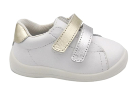 Wit leren klittenband sneaker