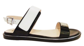 Zwart wit plat sandaal