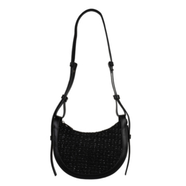 Zwarte bouclé hobo tas