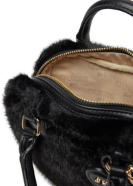 Zwart fur hartjes tas GUESS