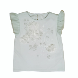 Aqua shirt witte bloem