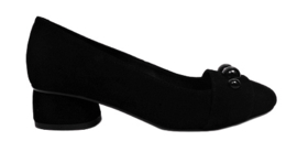 Zwart suede parel pumpje
