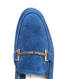 Blauw suède loafer