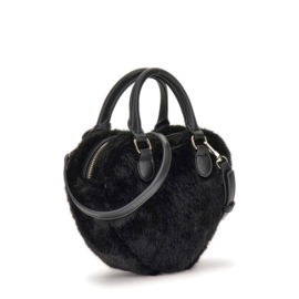 Zwart fur hartjes tas GUESS