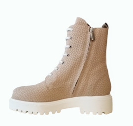 Beige vlecht veter boot