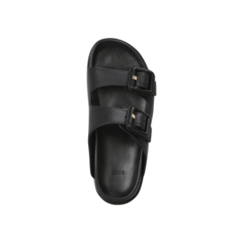 Zwart leren slipper BOSS