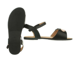 Zwart blaadjes sandaal