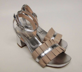 Zilver beige plise sandalet