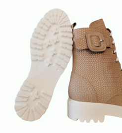 Beige vlecht veter boot