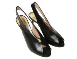 Zwart peep toe pump