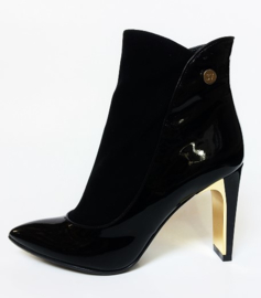 Zwart lak boot met suede inzet