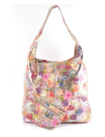 Leren glans bloem shopper