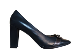 Blauw leer pump