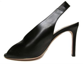 Zwart peep toe pump