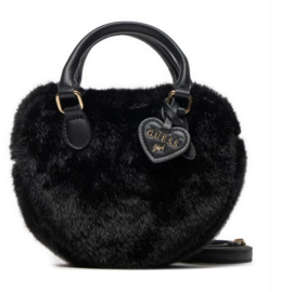 Zwart fur hartjes tas GUESS