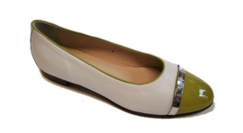 Wit leren ballerina met lime