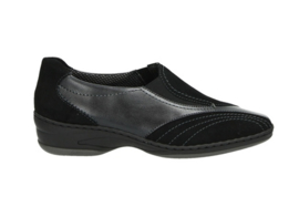 Zwart suede met leer instap