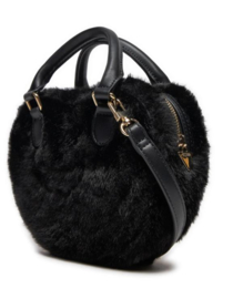 Zwart fur hartjes tas GUESS