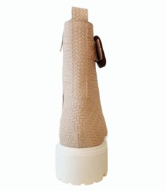 Beige vlecht veter boot