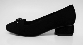 Zwart suede parel pumpje