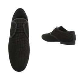 Zwart nabuck veterschoen