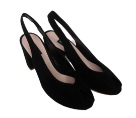 Zwart suède peep toe