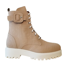 Beige vlecht veter boot