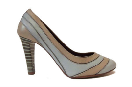 Blue beige streep pump