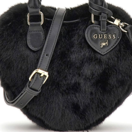 Zwart fur hartjes tas GUESS